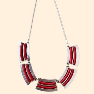 Silver and Red statement necklace
